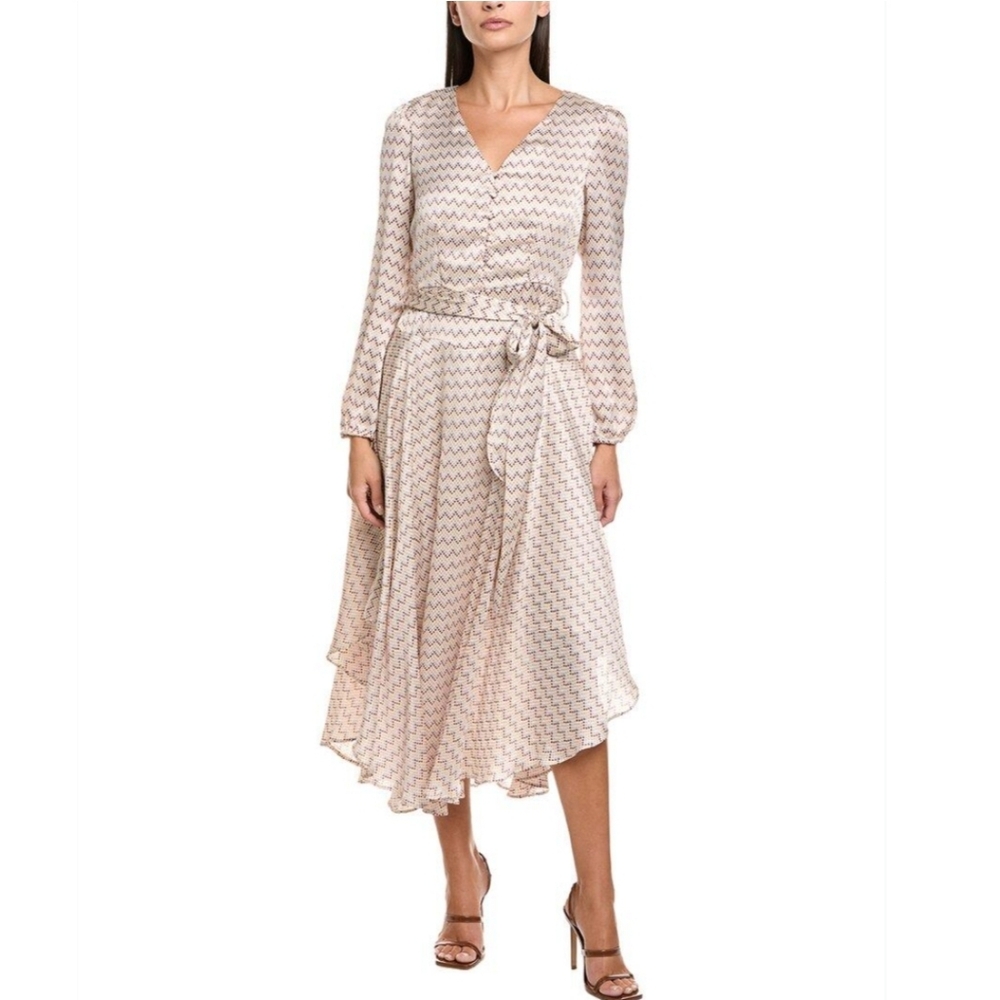 NWT Vince Camuto Long Sleeve Tie Waist High-Low Dress